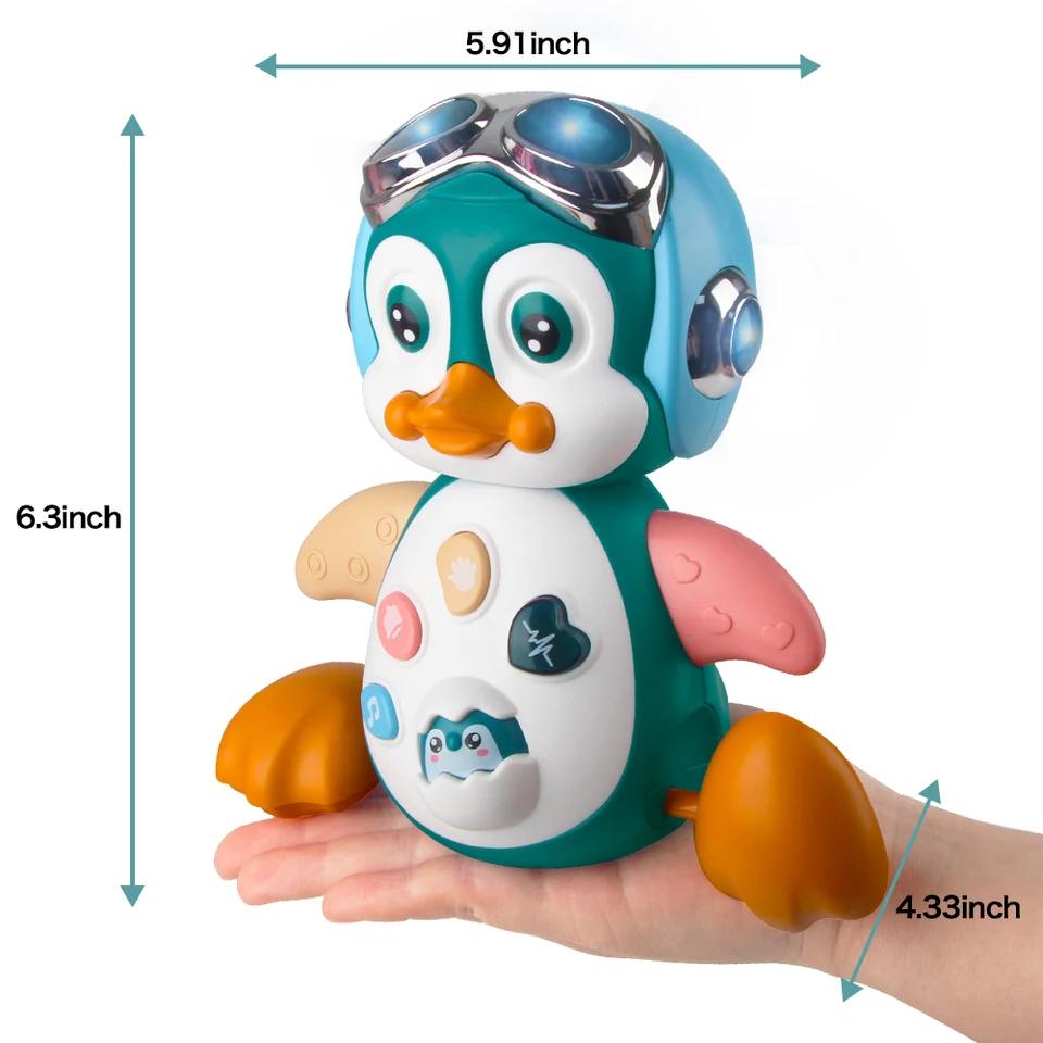 Musical Penguin Baby Crawling Toy with Lights Dancing Movement Interactive Fun Developmental Gift for Tummy Time Play