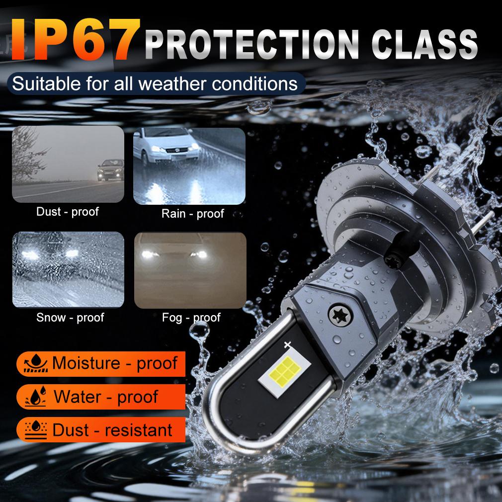 2Pcs H4 H7 LED Headlights Canbus H11 H8 HB3 9005 HB4 9006 Light Bulbs 20000Lm U-Shaped Copper Tube Car Lights Fanless Headlamp 6000K White 12V