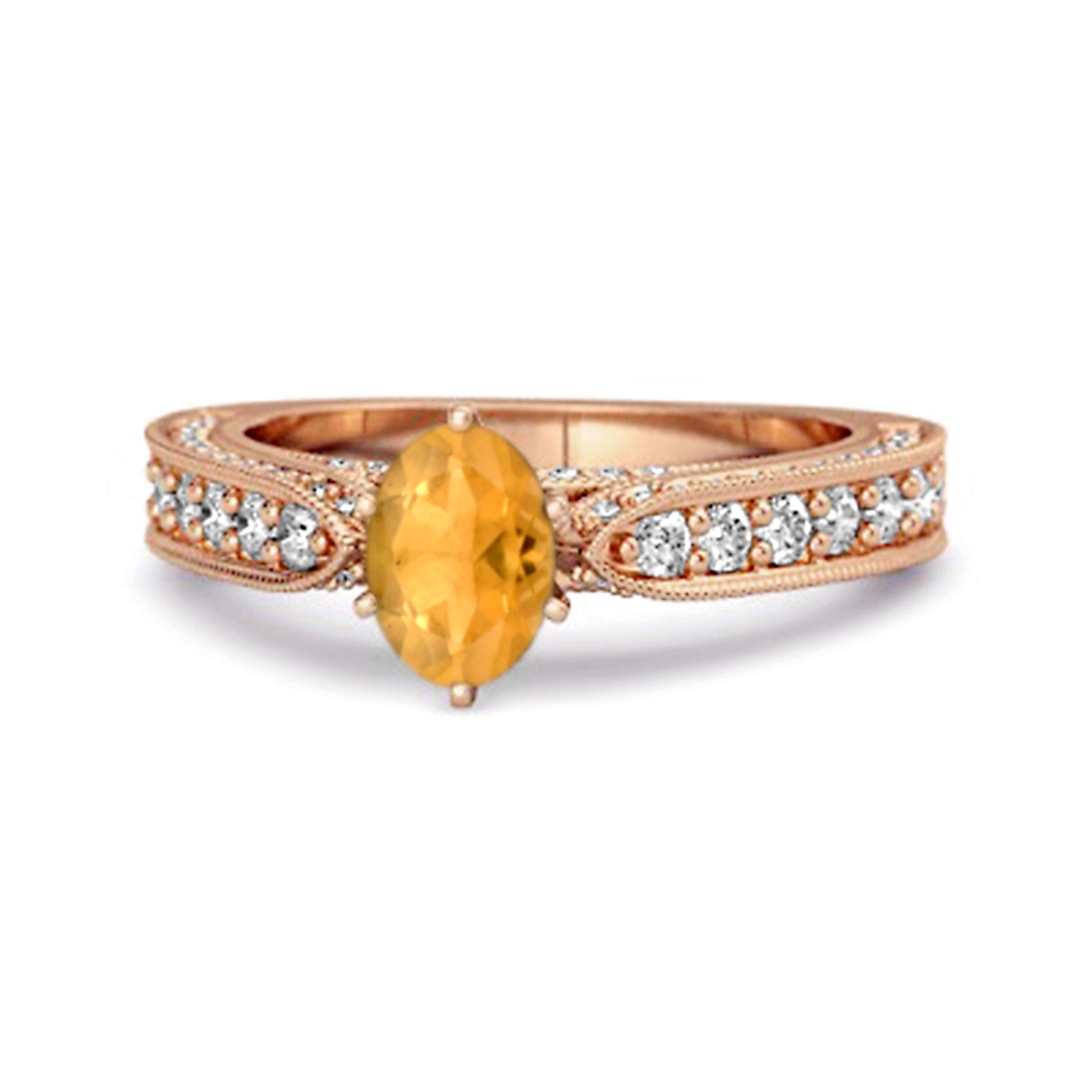 

Citrine Tapered Five Stone Ring - 925 Sterling Silver Rose Gold Vermeil 12 Яскраво-рожевий
