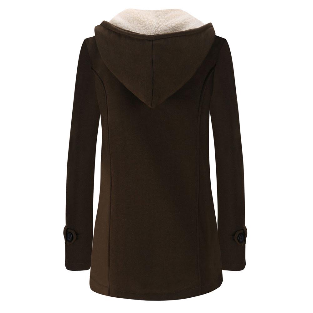 Women Warm Long Sleeve Pullover Blouse Hooded Jacket Coat Long Outerwear