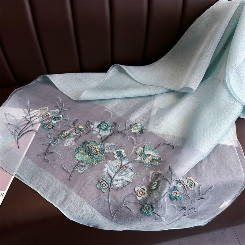Silk Handmade Embroidered Scarf: New Mulberry Silk Autumn/Winter Shawl, Elegant & Versatile.