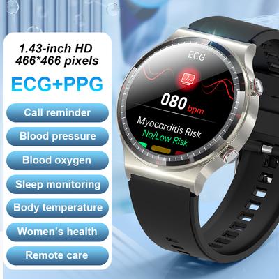 SACOSDING ECG Smart Watch 24H Heart Rate Blood Pressure Blood Oxygen Health Monitoring Men Women Fitness Sport Smartwatch Compatible Android Ios