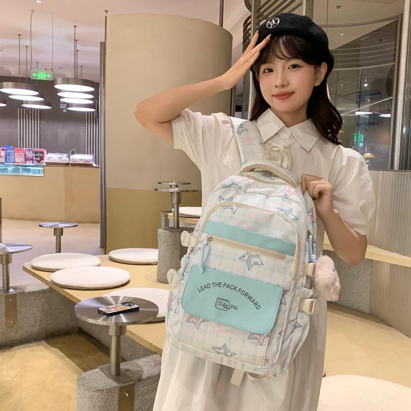 Japanese Ins Girls' Backpack Korean Version Little Fresh Junior High School Cute Soft Girl Backpack High School Computer Backpack