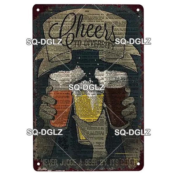 SQDGLZ Vintage Beer Tin Sign  Retro Metal Poster for Bar Wine Cocktail Kitchen Wall Decor  Classic Metal Plaque  Wall Sticker