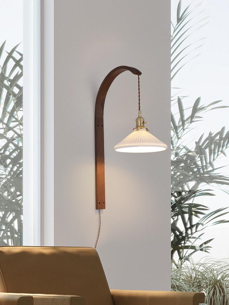 Nordic Minimalist Copper Rotatable Wall Lamp for Bedroom and Living Room