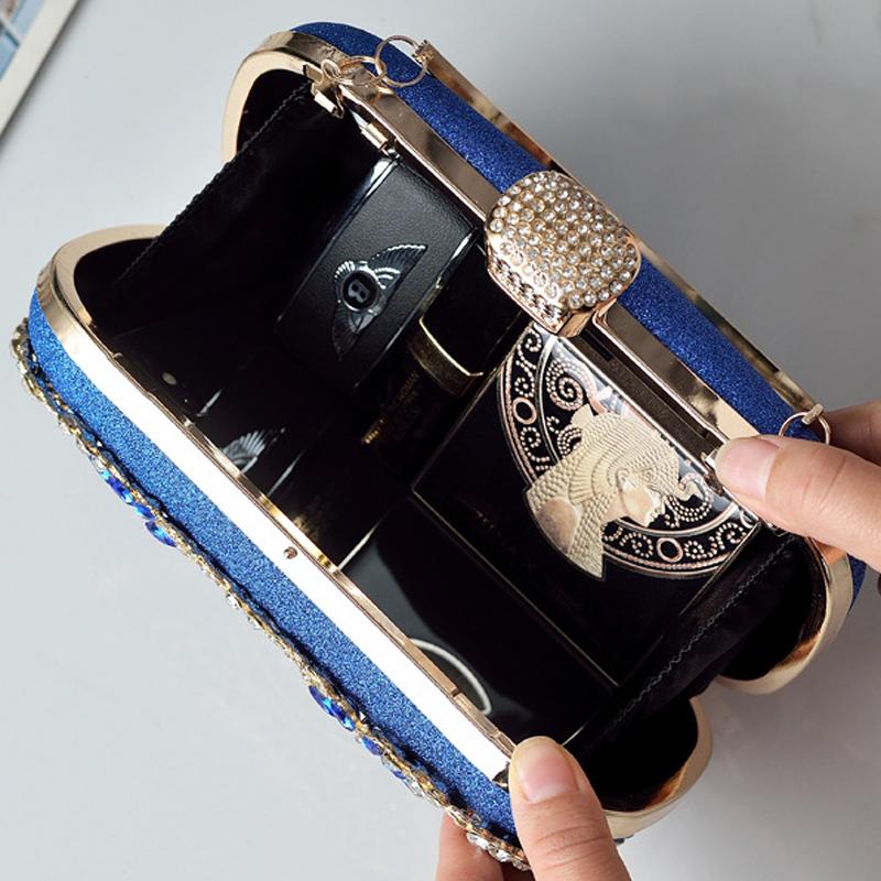 Borsa a Mano Argentata Lusso Donna Borsa alla Moda Cristallo Matrimonio Sposa Signora Diamante Telefoni Cellulari Portafogli Donna Borsa a Spalla
