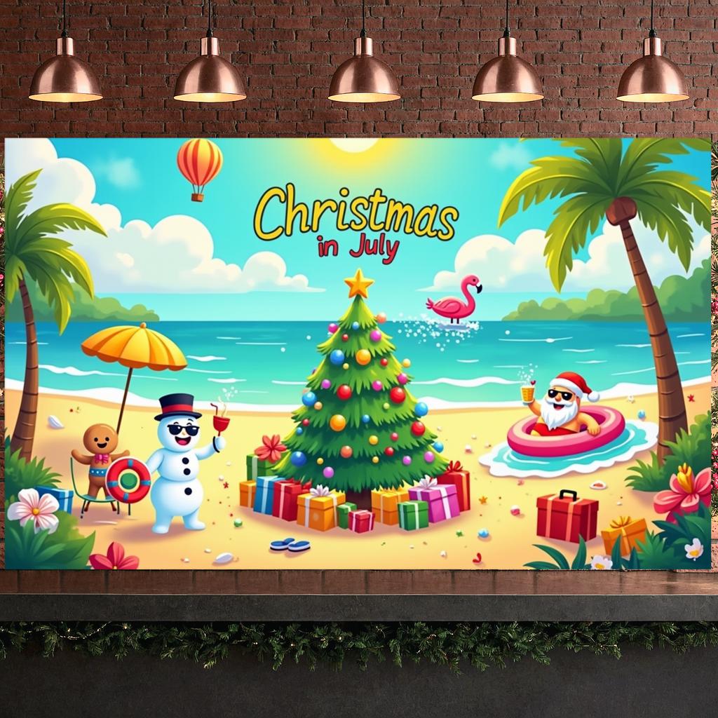Summer Display Colorful Decorations Festive Backdrop July Display Tropical Beach Background For Holiday Gathering Outdoor