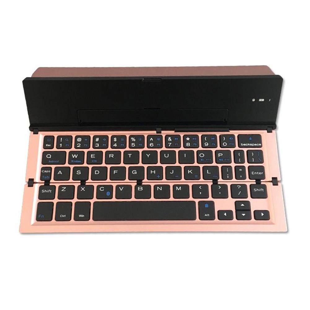 

Foldable Portable Keyboard Aluminium Alloy Wireless Keyboard Lightweight Bluetooth-compatible for IOS Windows Android рожевий колір золота