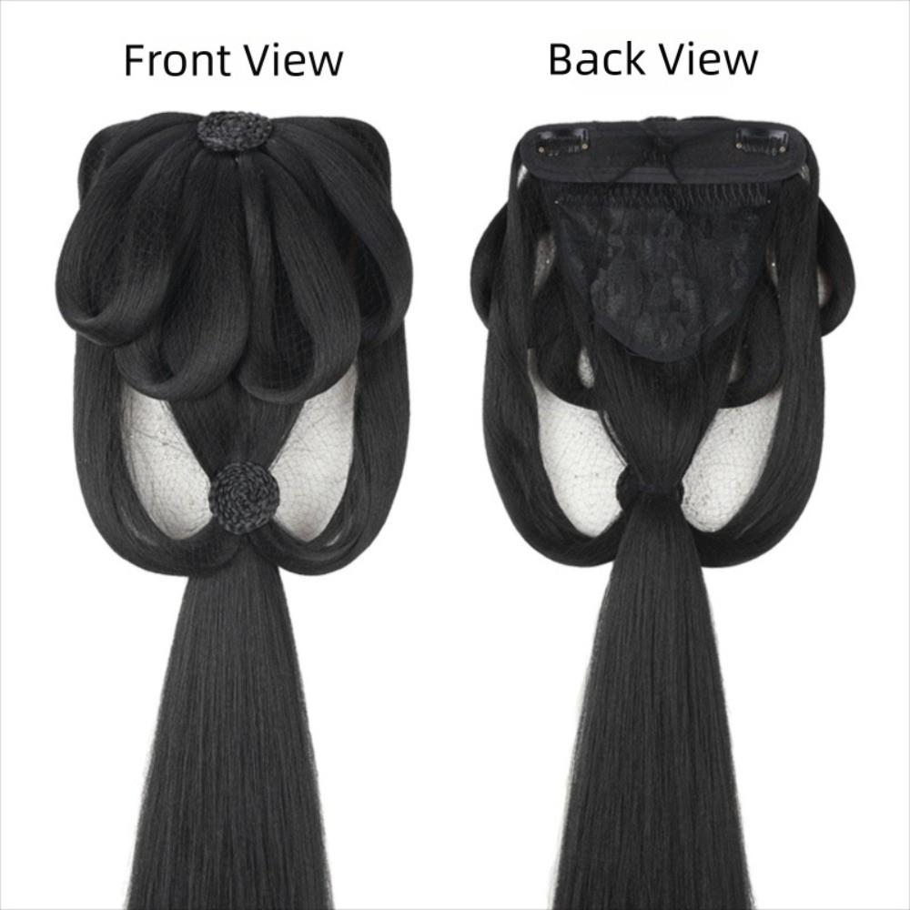 Traditional Women Hanfu Wigs Long Straight Integrated Hair Bun Hanfu Wig Headband Princess Cosplay