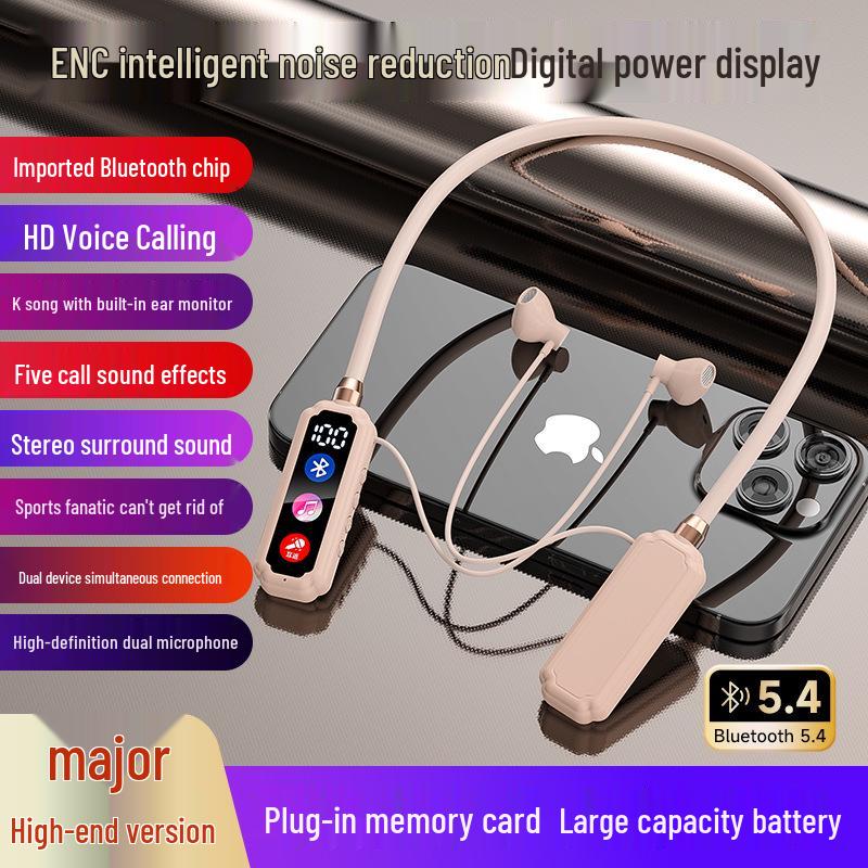Neckband Noise-Cancelling Bluetooth Earphones for Apple, Xiaomi, OPPO
