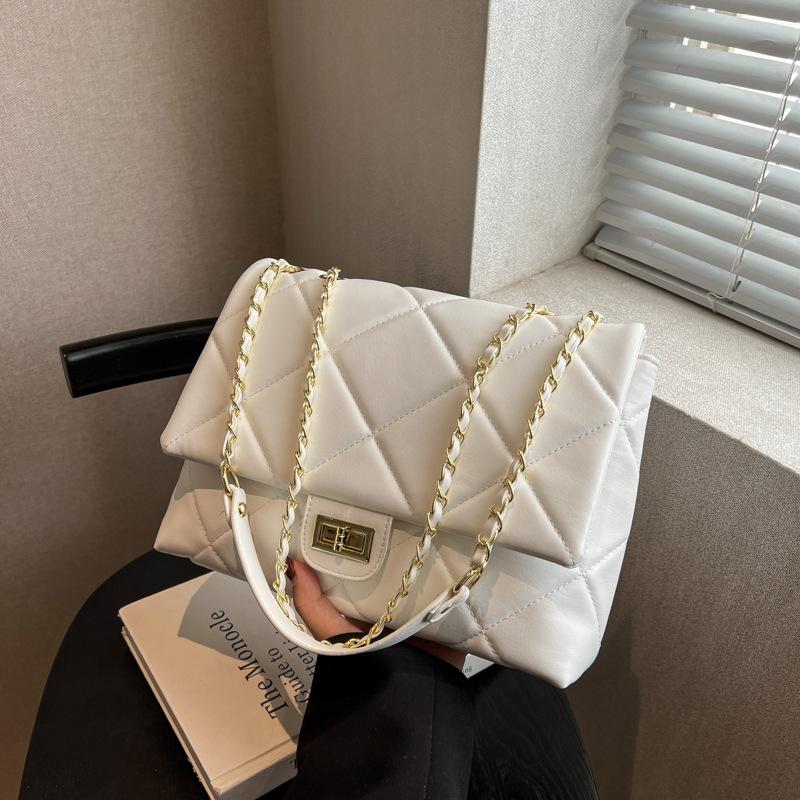 Fashion Versatile Rhombus Chain Bag Women's New Textured Versatile Commuter Shoulder Crossbody Small Square Bag