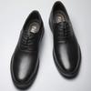 Men's shoes business leather shoes dress casual shoes spring low-top lace-up pure black leather cowhide large size gentleman