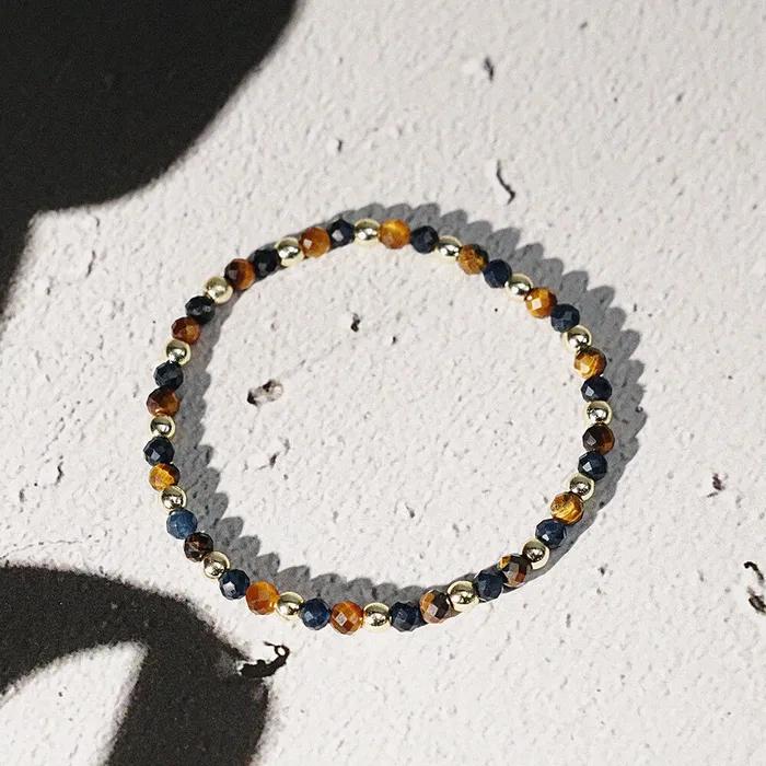 4mm Cut Quartz Tiger Eye Mix Gemstone Bracelet (C2403AC1179_NA)