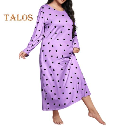 

Жіноча нічна сорочка весна-осінь, великий розмір, круглий виріз, метелик, леопардове серце, довгі рукави, вільний пуловер, нічна сорочка, нічна сорочка для мами та дочки XXL фіолетовий