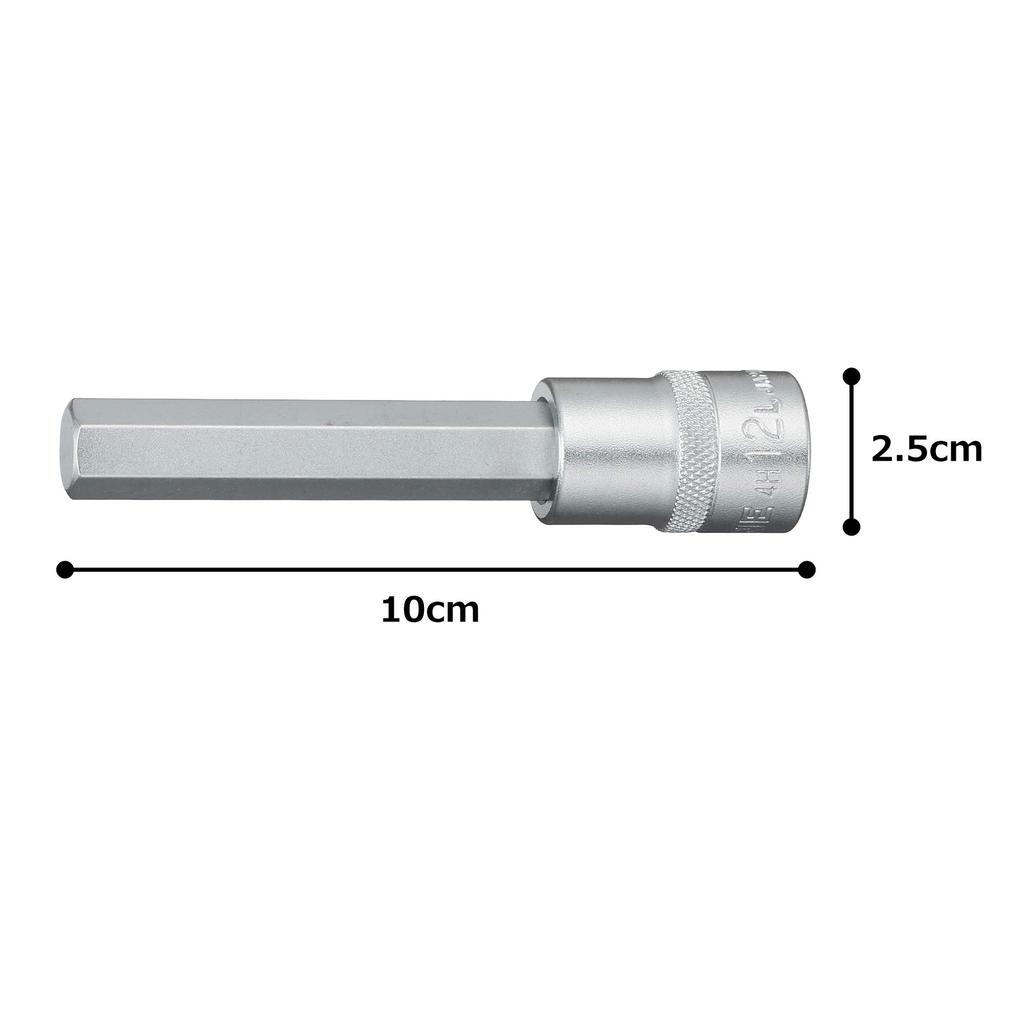 TONE Long Hexagonal 12mm Width Socket, 4H-12L, 12.7mm (1/2") Drive,