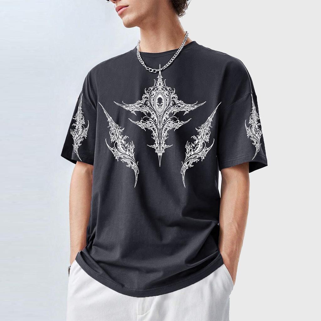 T-shirt da uomo grafica oversize a maniche corte Y2K Vintage Streetwear T-shirt Gothic Vestibilità estiva