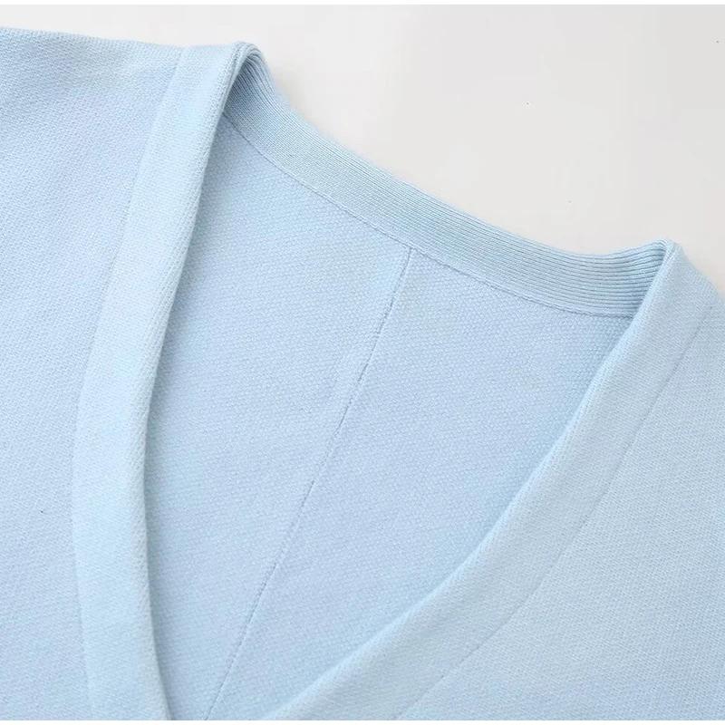 Fashion Knitted Skirt Sets For Women Elegant V-neck Lantern Sleeve Tops Hip Package Mini Skirts Street Lady Sets