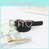 Ремень с металлической пряжкой в форме сердца и букв, застежка-иголка, металлическая петля для пуговицы