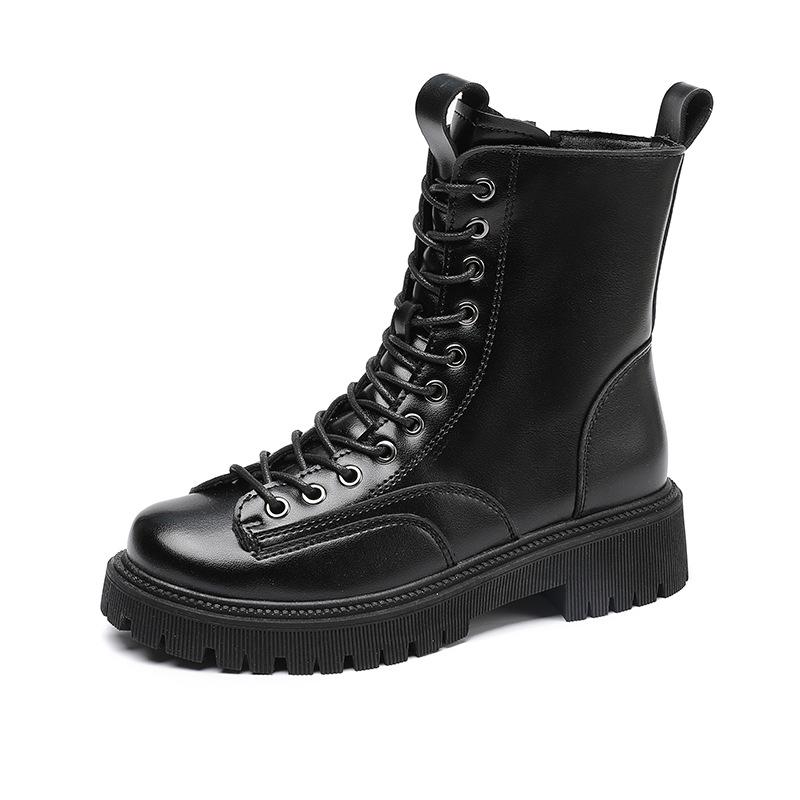 

Женские ботильоны из искусственной кожи, осень 2024, женская модная обувь, женские короткие ботинки высокого качества на платформе со шнуровкой, Botas 40 чёрный