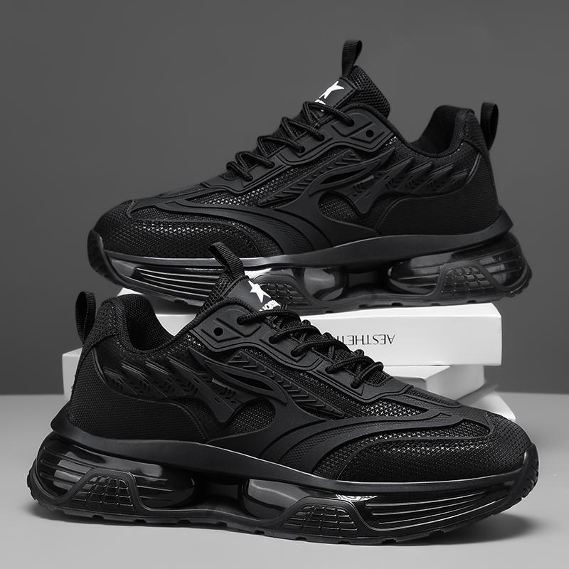 Dad Shoes Men's Spring New Mesh Breathable Running Shoes Young Students Thick-soled Black Casual Sports Shoes