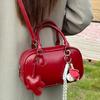 Red Bridal Wedding Bag Niche Design Bowling Bag Women's 2025 New Retro Handbag Bag Boston Bag