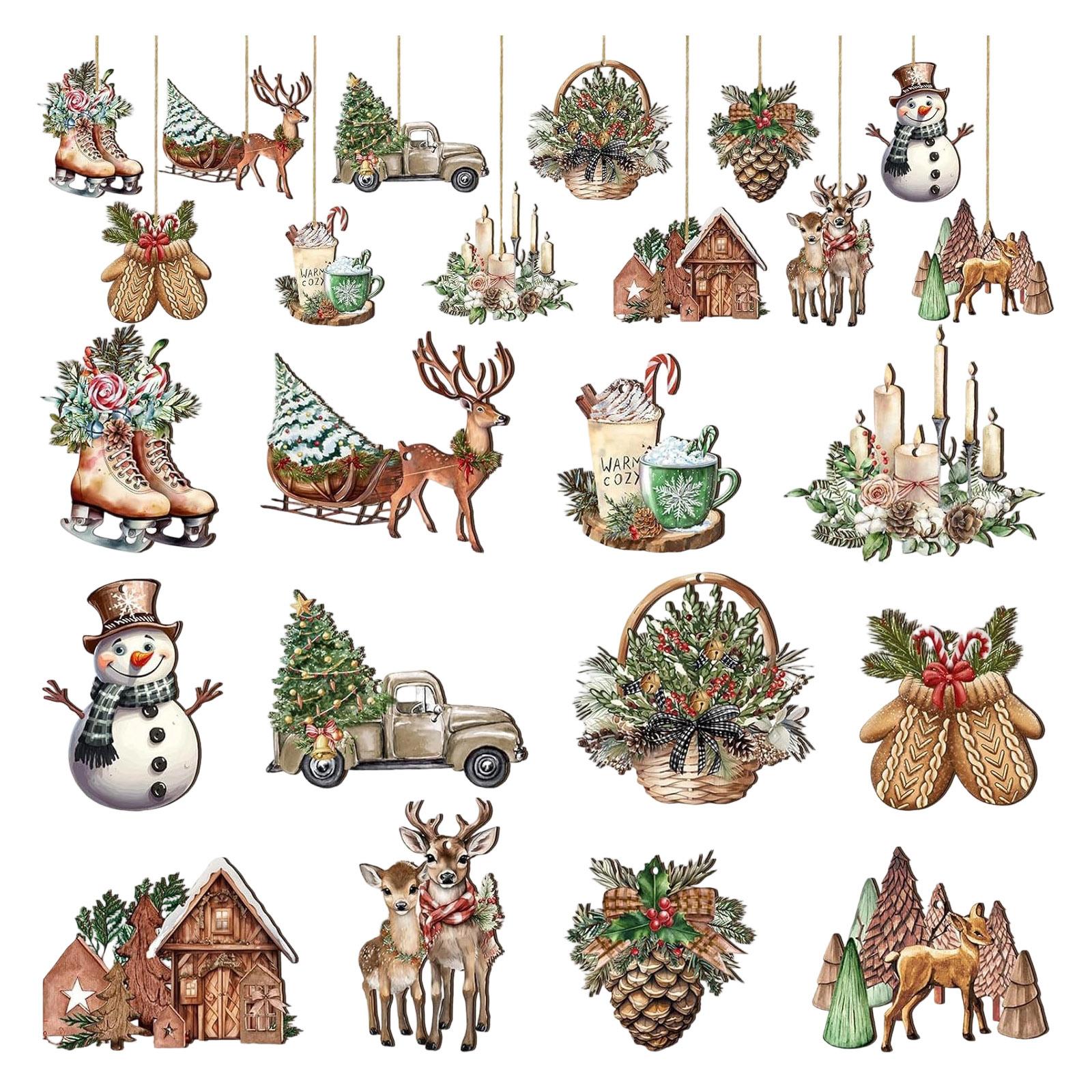 

2DWooden Christmas Snowman, Sleigh, AndReindeer Set - Festive Decorative Ornaments One Size