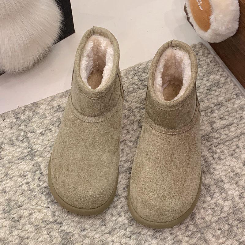Snow Boots Women's Winter New Fur Integrated Fleece Thickened Bread Shoes Warm Cotton Shoes Women