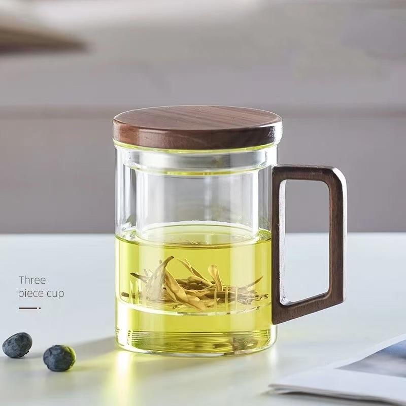 thickening Heat-resistant glass tea cup Transparent Grey Built in filter Tea set and water cup High quality home office Supplies