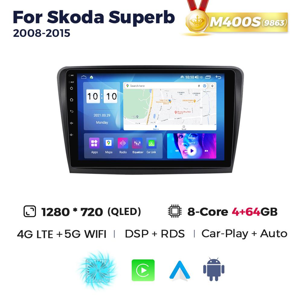 Navifly Android Auto Wireless Carplay For Skoda Superb 2 B6 2008 2009 2010 2011 2012 2013 2014 2015 Multimedia Car Radio Player