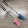 Silicone Bottle Brush with Stainless Steel Long Handle Press-Rotating Design Soft Bristle Cup Brush