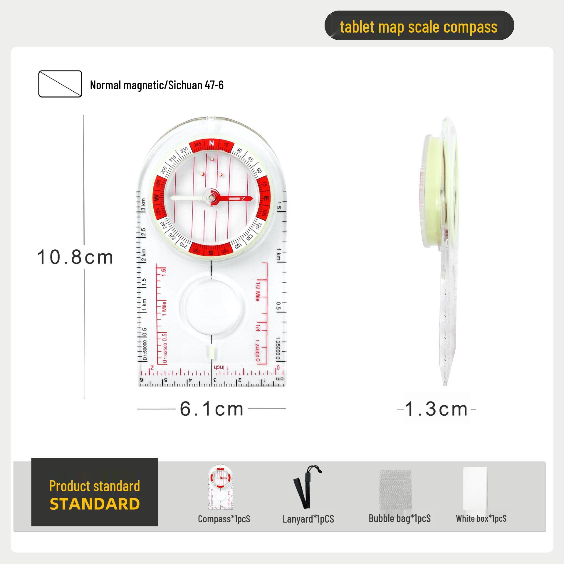 

Thumb-Style Directional Compass with Map Scale - Quick North Alignment