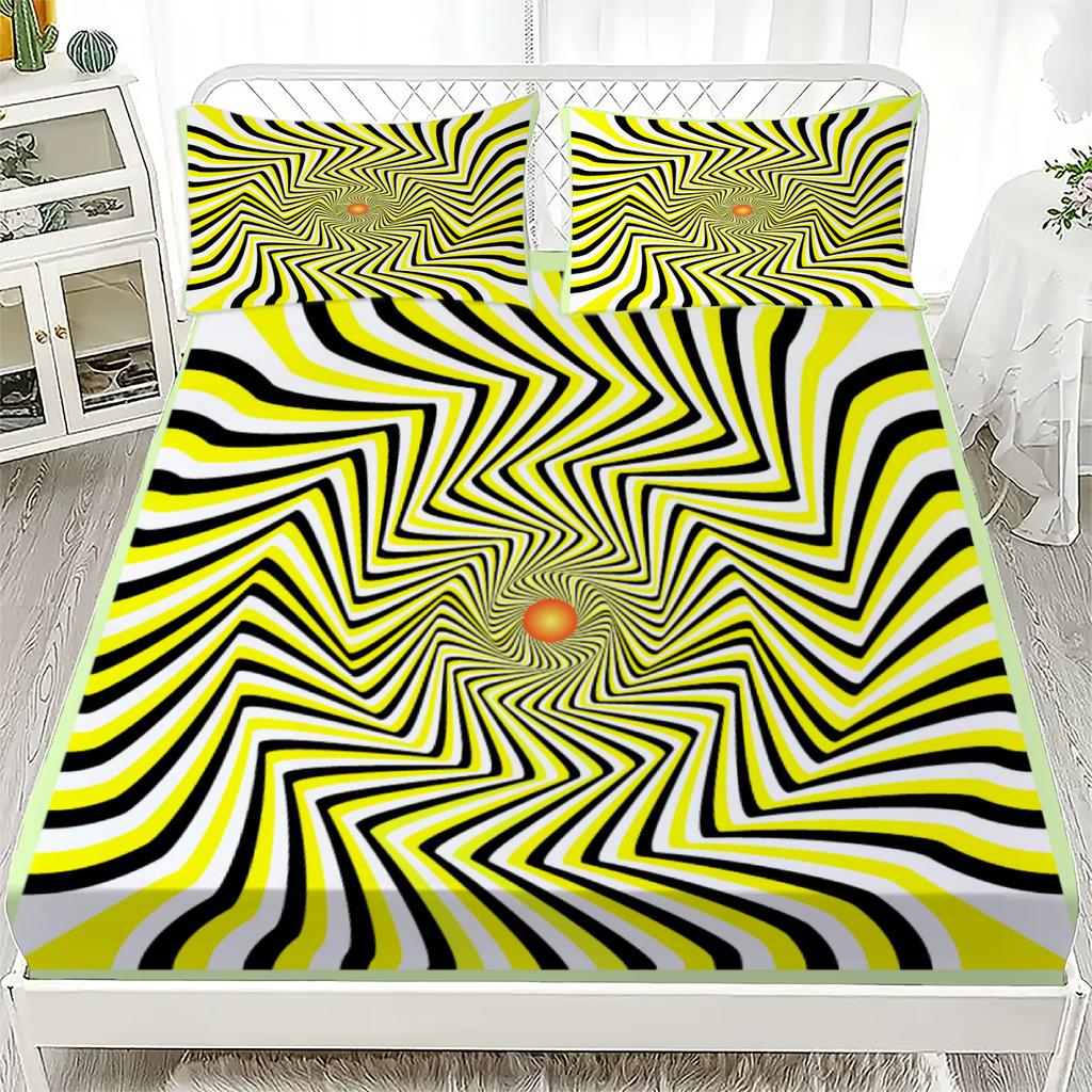 3D Bohemian Style Imagination Print Fitted Sheet Set Soft Breathable Mattress Cover Bedding Set with 1/2 Pillowcases