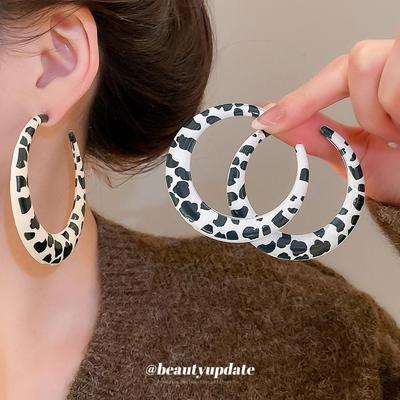 Übertriebene Leopardenmuster Geometrische Runde Ohrstecker - Retro High-End Mode für Damen