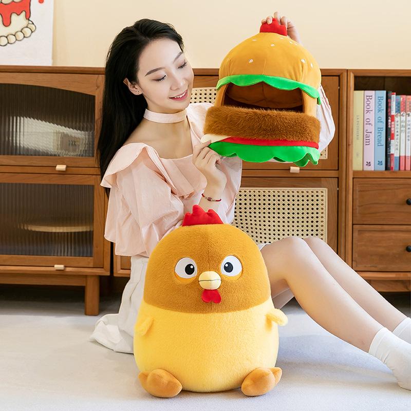 New Hamburger Chicken Plush Toy Cute Chick Doll Children's Bed To Accompany the Sleeping Doll To Give His Girlfriend a Birthday Gift