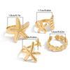 4Pcs/Set Starfish Scallop Adjustable Open Rings For Women Trendy Geometric Gold Color Ring Summer Beach Jewelry Accessory