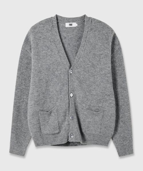 Prage Alpaca Semi-Crop Color Block Knit Cardigan - Gray Gray/M