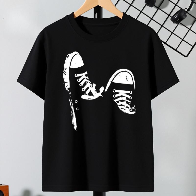 Kids Sneaker Print Crewneck Summer Short Sleeve Tee