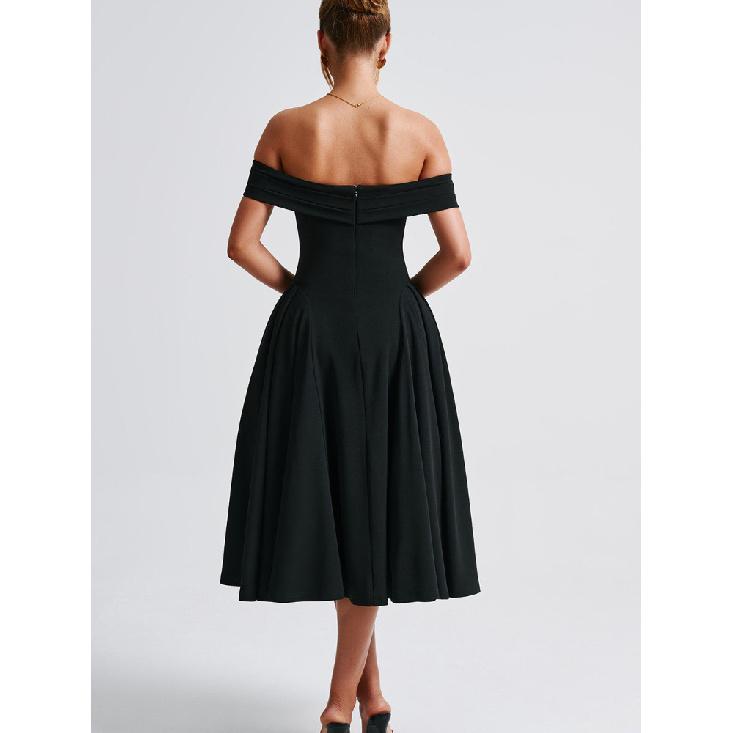 Elegancka Sukienka Damska Bez Ramiączek, Bez Pleców, na Jedno Ramię, w Czystym Kolorze, Letnia-Graniczna, Modna