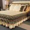 1pcs Luxurious European Quilted Crystal Velvet Bed Skirt Set with Lace Trim - Warm, Thick,1 Bed Skirt