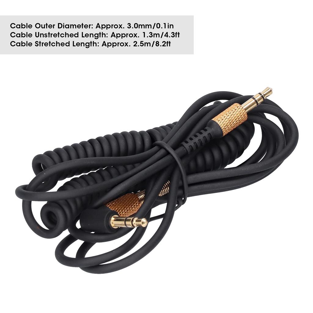 Headphone Male to Male AUX Coiled Cord Headset 3.5mm Audio Spring Cable Replacement