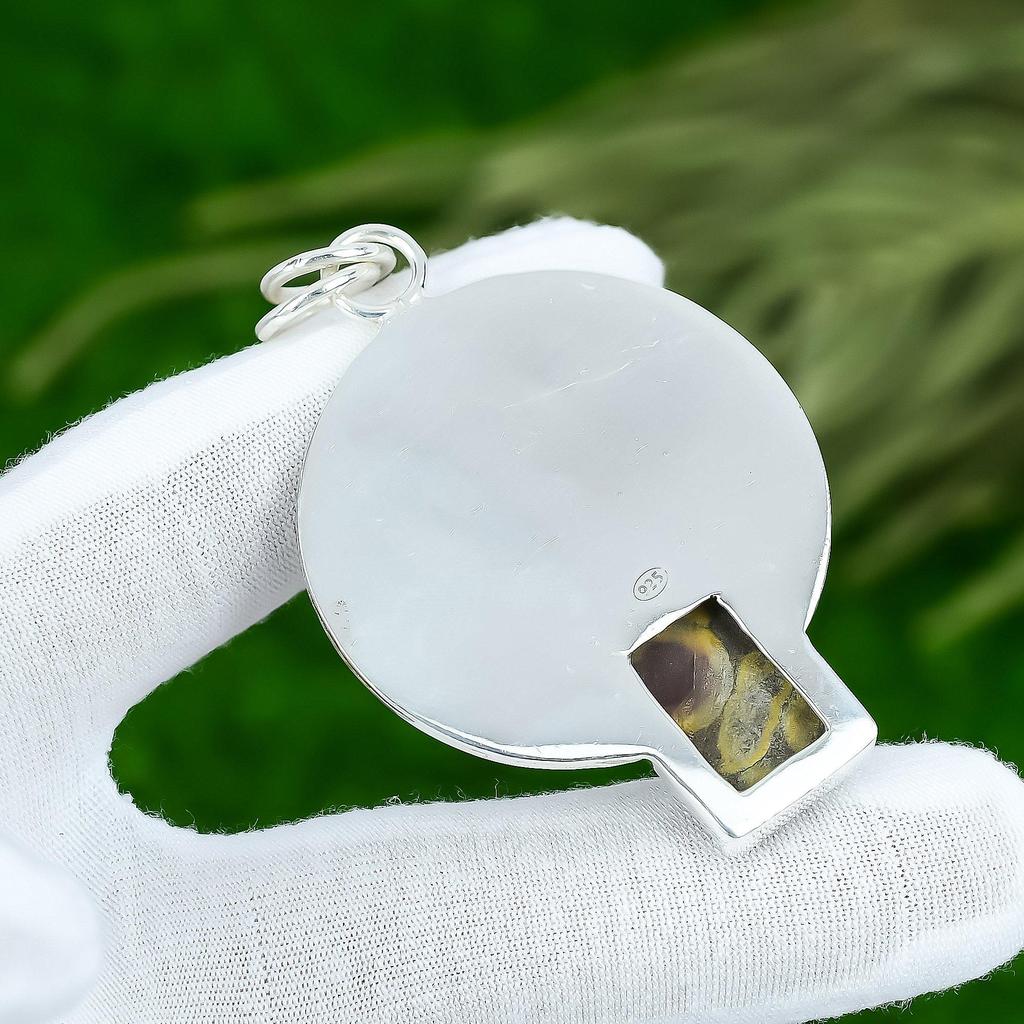 Friendship Day Sale Natural Fruit Jasper Bezel Boho Pendant Jewelry 925 Silver