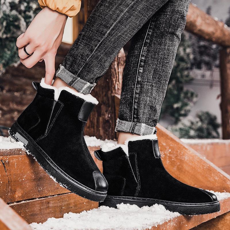 Winter new snow boots men's and women's Martin boots cotton boots cotton shoes Korean version trend Northeast velvet warm men's boots
