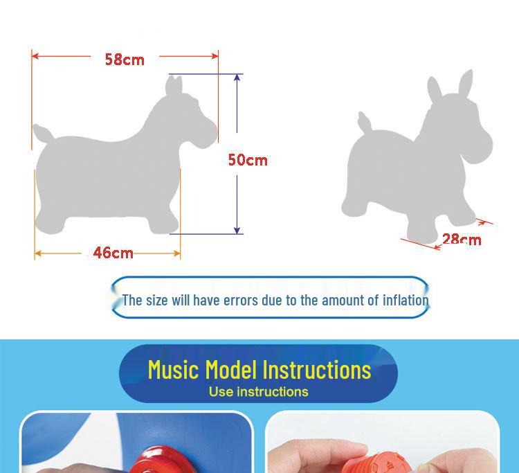 Extra velký tlustý nafukovací hudební skákací kůň pro děti - Provedení proti výbuchu