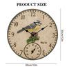 12 Inch Outdoor Thermometer Clock Waterproof Wall Clock Wall-Mounted Thermometer Clock For Patio Garden Yard Garden
