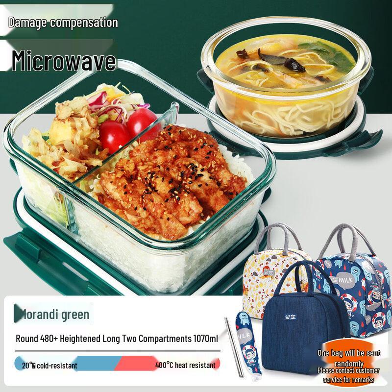 Divided Microwave Glass Bento Box