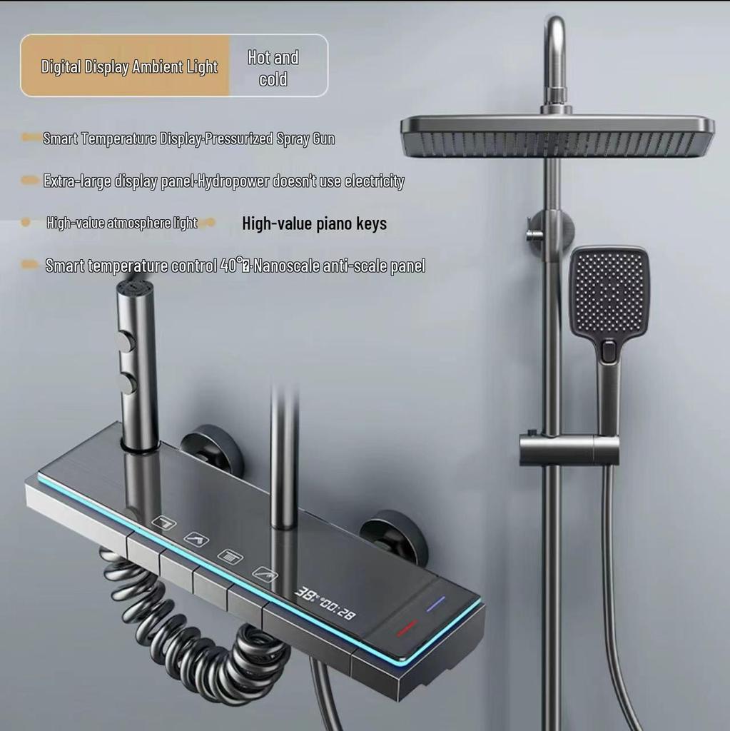 Modern Smart Constant Temperature Shower Faucet Set - Complete Pressurized Shower System for Household Use.