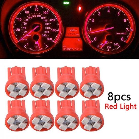 8PCS T10 Wedge 4 SMD 1210 LED Brake Light bulbs W5W 2825 158 192 168 194 Red