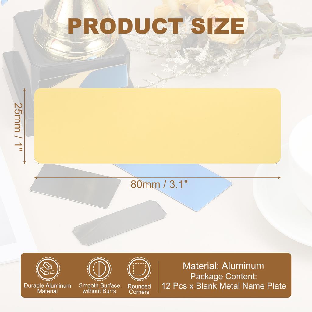 6/12Pcs Blank Engraved Metal Name Plates Laser Strong Adhesive Nameplate Anodized Aluminium Custom Blank Plates Bussness Cards