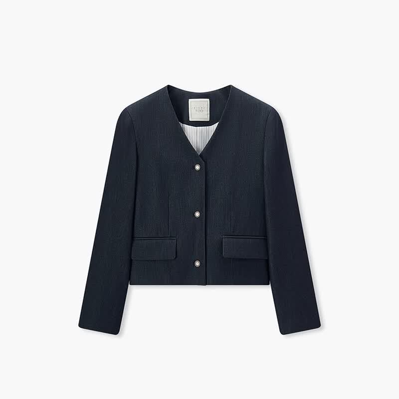 EICHITOO Women's V-neck Faux Denim Short Jacket