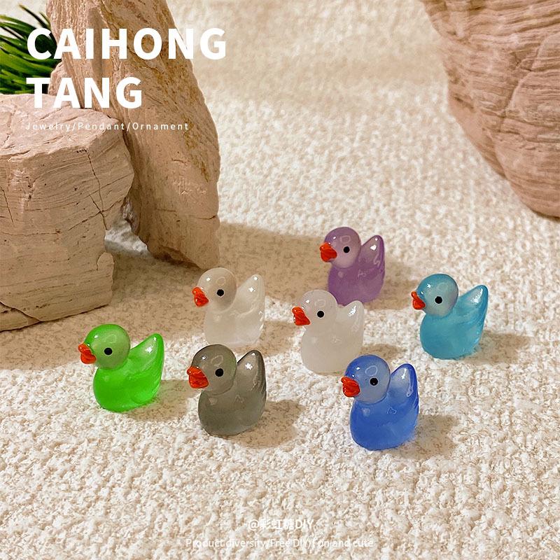 Luminous Multi-color Little Duck Resin Ornaments for DIY Micro Landscapes